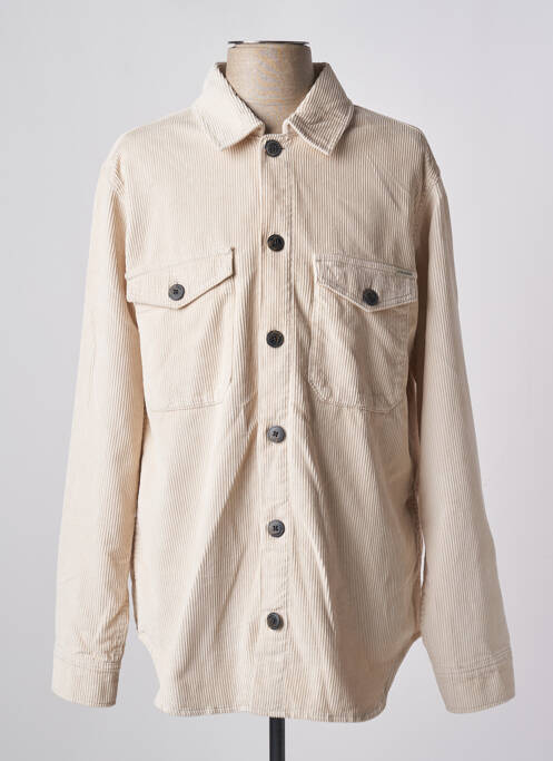 Chemise manches longues beige JACK & JONES pour homme