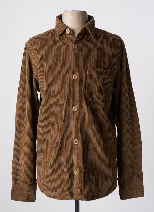 Chemise manches longues marron JACK & JONES pour homme