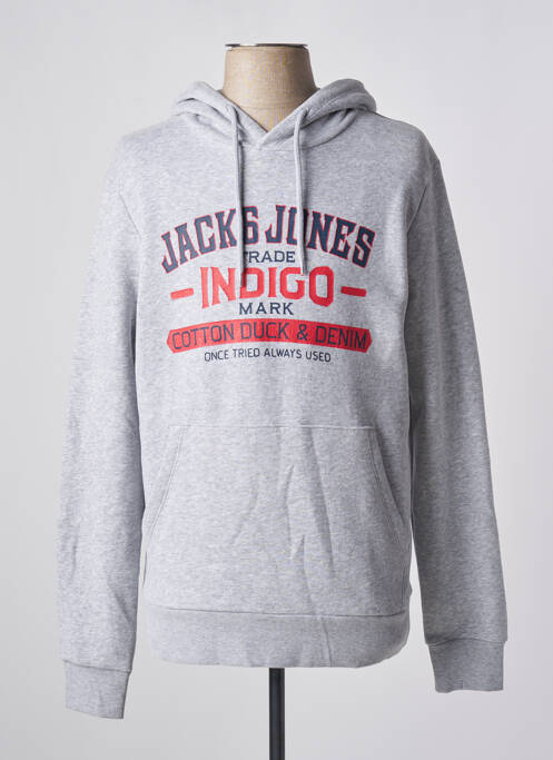 Sweat-shirt à capuche gris JACK & JONES pour homme