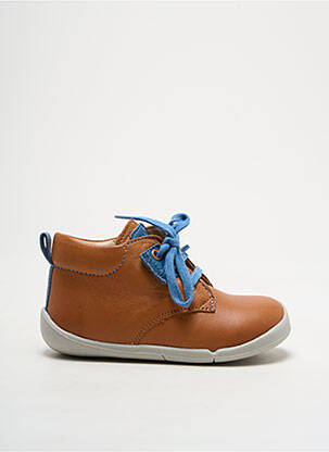 Bottillons tissage satiné bout rond marron KICKERS garcon
