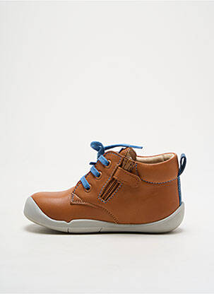 Bottillons tissage satiné bout rond marron KICKERS garcon