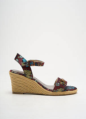 Espadrilles tissage satiné talon de 4 à 6cm rouge TAMARIS femme