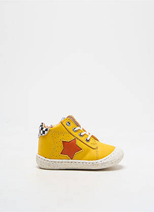 Bottillons tissage satiné bout rond jaune GBB enfant