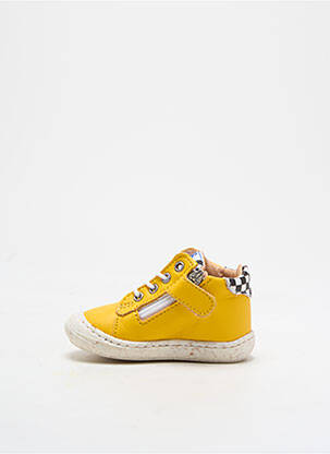 Bottillons tissage satiné bout rond jaune GBB enfant
