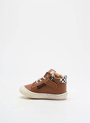 Bottillons tissage satiné bout rond marron GBB enfant
