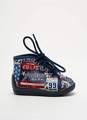 Chaussons/pantoufles fermeture lacets bout rond bleu BELLAMY garçon