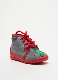 Chaussons/pantoufles fermeture lacets bout rond rouge BELLAMY garcon