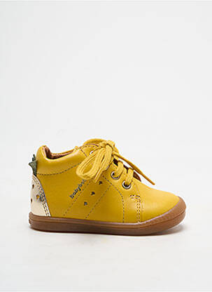 Bottillons tissage satiné bout rond jaune BABYBOTTE fille