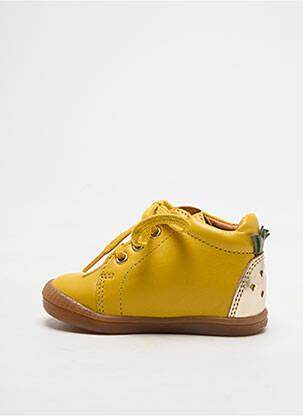 Bottillons tissage satiné bout rond jaune BABYBOTTE fille