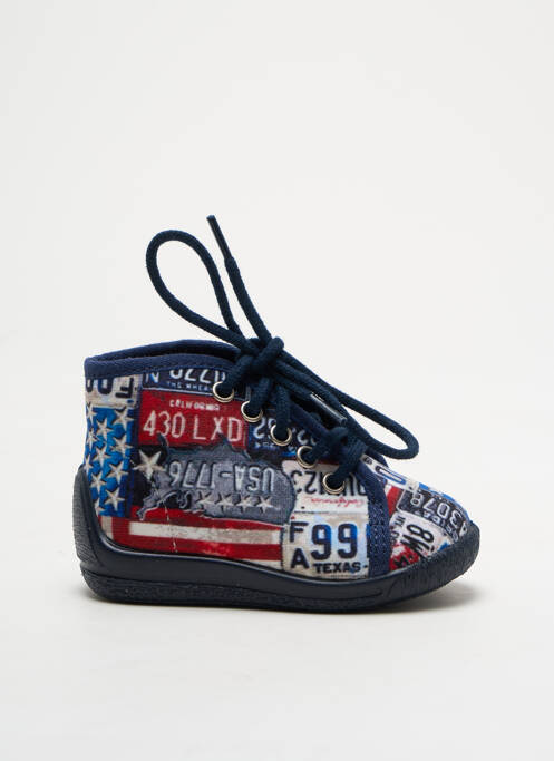 Chaussons/pantoufles fermeture lacets bout rond bleu BELLAMY garcon