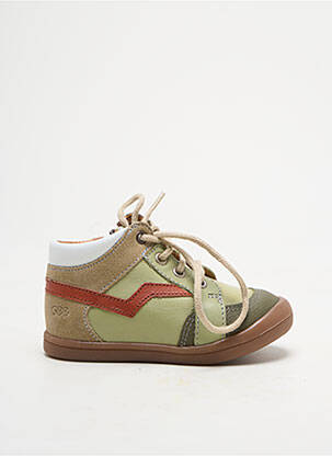 Baskets tissage satiné bout rond vert GBB garcon