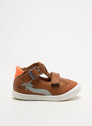 Sandales/nu pieds tissage satiné bout rond marron GBB garçon