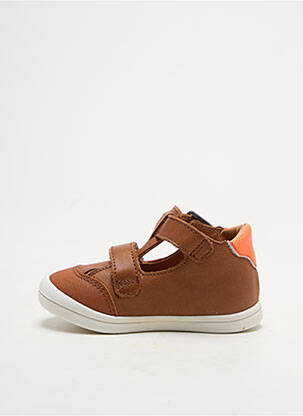 Sandales/nu pieds tissage satiné bout rond marron GBB garçon