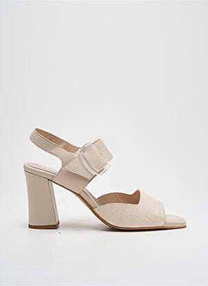 Sandales/nu pieds tissage satiné talon de 7 à 9cm beige DANSI femme