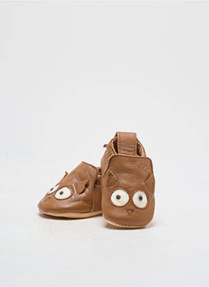 Chaussons/pantoufles tissage satiné bout rond marron EASY PEASY enfant