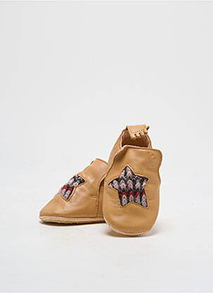 Chaussons/pantoufles matière lisse bout rond marron EASY PEASY enfant