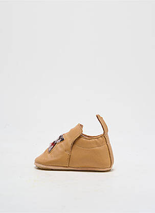 Chaussons/pantoufles matière lisse bout rond marron EASY PEASY enfant