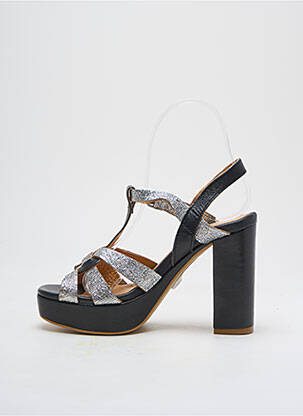 Sandales/nu pieds tissage satiné talon de 7 à 9cm argent MINKA DESIGN femme