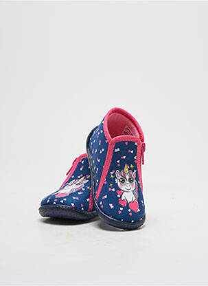 Chaussons/pantoufles fermeture zippée bout rond bleu TOOTI fille
