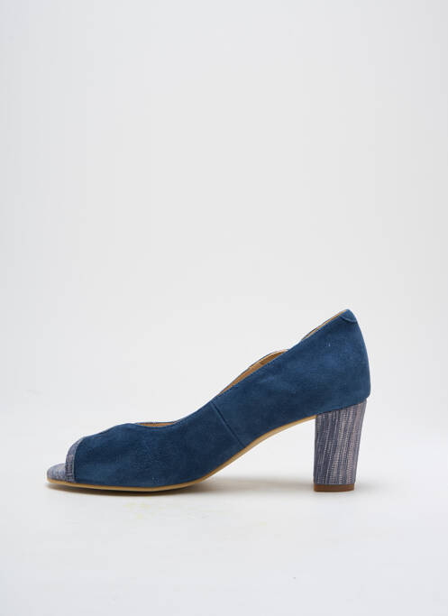 Ballerines tissage satiné talon de 4 à 6cm bleu PIESANTO femme