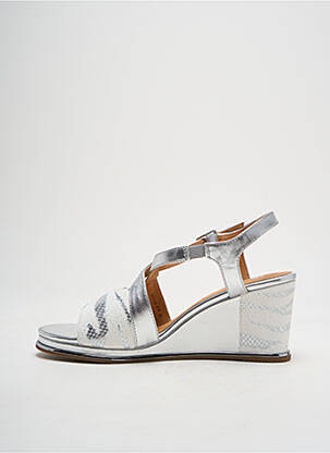 Sandales/nu pieds tissage satiné talon de 4 à 6cm argent FUGITIVE BY FRANCESCO ROSSI femme
