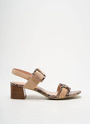 Sandales/nu pieds tissage satiné talon de 4 à 6cm beige FUGITIVE BY FRANCESCO ROSSI femme