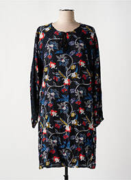 Robe mi-longue imprimé fleurs manches longues noir THALASSA femme