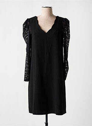 Robe mi-longue manches longues manches longues noir CHARMING GIRL femme