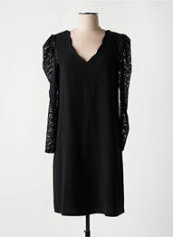 Robe mi-longue manches longues manches longues noir CHARMING GIRL femme