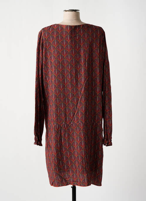 Robe mi-longue imprimé fantaisie manches longues rouge THALASSA femme