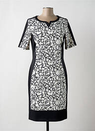 Robe mi-longue imprimé fantaisie manches courtes noir FRANK WALDER femme
