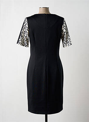 Robe mi-longue imprimé fantaisie manches courtes noir FRANK WALDER femme