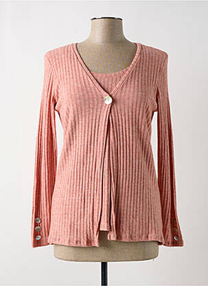 Pull tissage chiné manches longues rose CHATELET femme