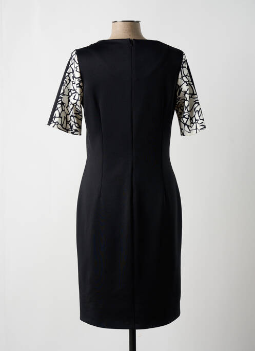 Robe mi-longue imprimé fantaisie manches courtes noir FRANK WALDER femme