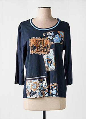 T-shirt stretch manches 3/4 bleu FRANK WALDER femme