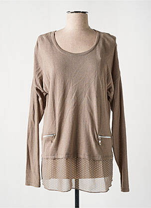 Pull coupe cintrée manches longues marron THALASSA femme
