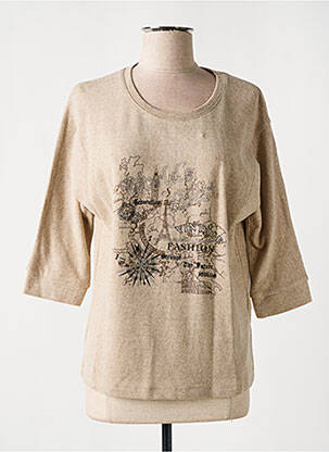 Pull coupe droite manches 3/4 beige DOLCEZZA femme