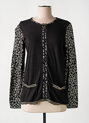 Gilet manches longues col rond noir KALISSON femme