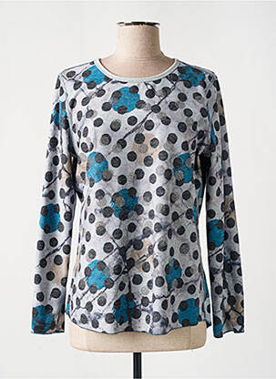 Pull tissage chiné manches longues bleu CAPUCCINO femme