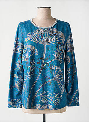 Pull tissage chiné manches longues bleu CAPUCCINO femme