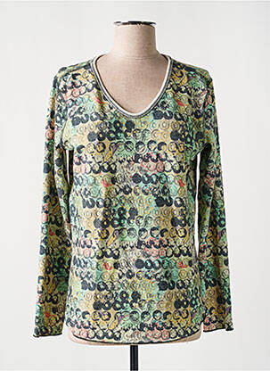 Pull coupe cintrée manches longues vert CAPUCCINO femme