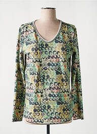 Pull coupe cintrée manches longues vert CAPUCCINO femme
