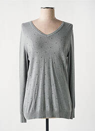 Pull tissage chiné manches longues gris L'ATELIER D'ANNA femme