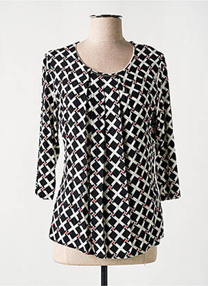 Top tissage crêpe manches 3/4 noir FRANK WALDER femme