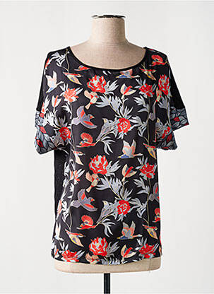 Top coupe fluide manches courtes noir CAPUCCINO femme