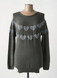 Pull tissage chiné manches longues gris EVA WEEK-END femme