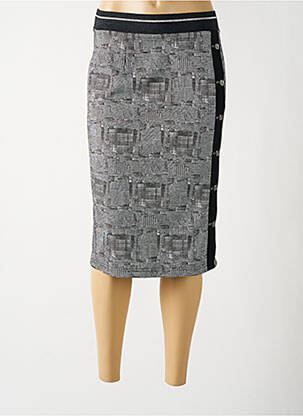 Jupe mi-longue stretch gris GUY DUBOUIS femme