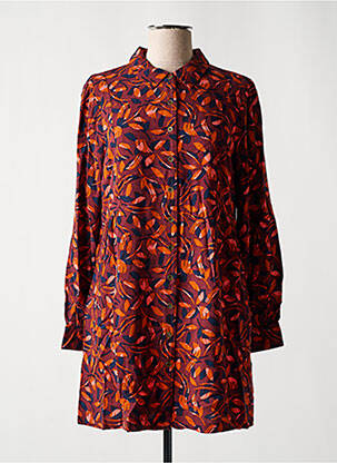 Robe mi-longue coupe fluide manches longues marron WHITE STUFF femme