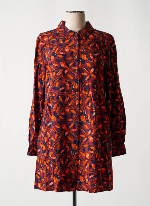 Robe mi-longue coupe fluide manches longues marron WHITE STUFF femme