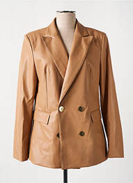 Veste simili cuir poches marron LES BLONDINETTES femme
